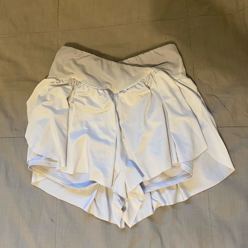 White cross band athletic shorts